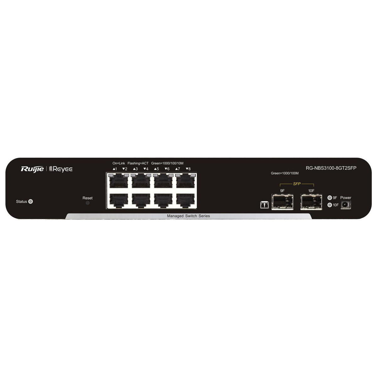 Ruijie 8-Port Gigabit L2 Managed Switch, 8 Gigabit RJ45 Ports,2 SFP Slots, Desktop Steel Case