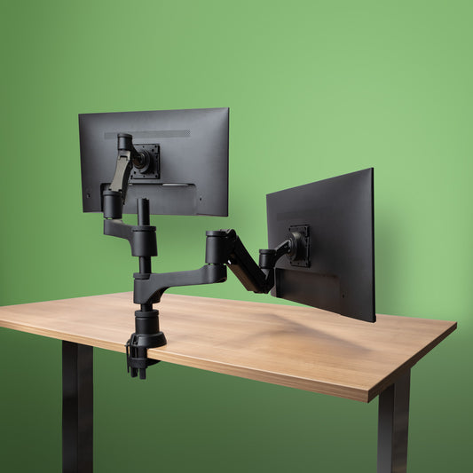 R-Go Tools Monitor arm R-Go Caparo Dual, for two monitors, adjustable with gas spring, 3-9 kg load capacity, 100% circular, black