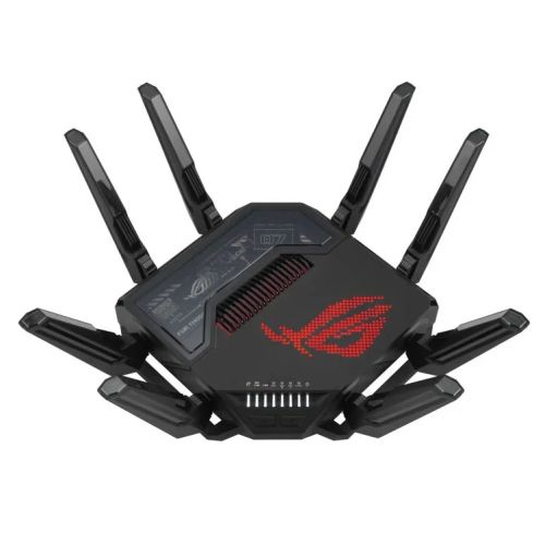 Asus (ROG Rapture GT-BE98) BE25000 Quad-Band Wi-Fi 7 Gaming Router, 2x 10G Ports, 2.5G WAN, Game Acceleration, AiMesh, RGB Lighting