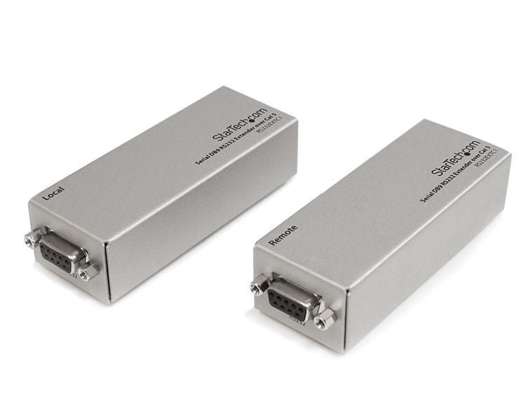 StarTech.com SERIAL EXTENDER OVER CAT 5 Serial DB9 RS232 Extender over Cat 5 - Up to 3300 ft (1000 meters), VGA, Serial, RS-232, Silver, DC, 0 -
