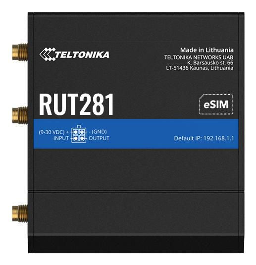 Teltonika Networks RUT281 (Global, EU PSU) 4G LTE Telit CAT4 router, x2 ethernet ports, physical SIM + eSIM