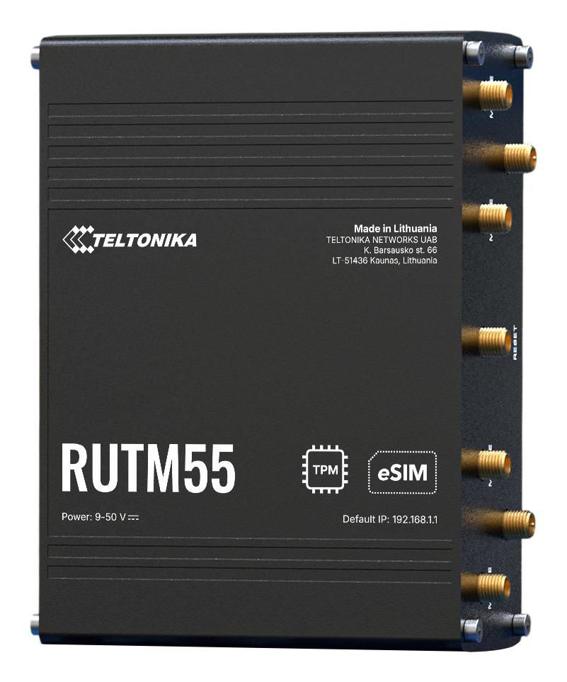 Teltonika Networks RUTM55 (without PSU) WiFi/5G LTE router, RS232/RS485, dual SIM, eSIM, 3-PIN power input