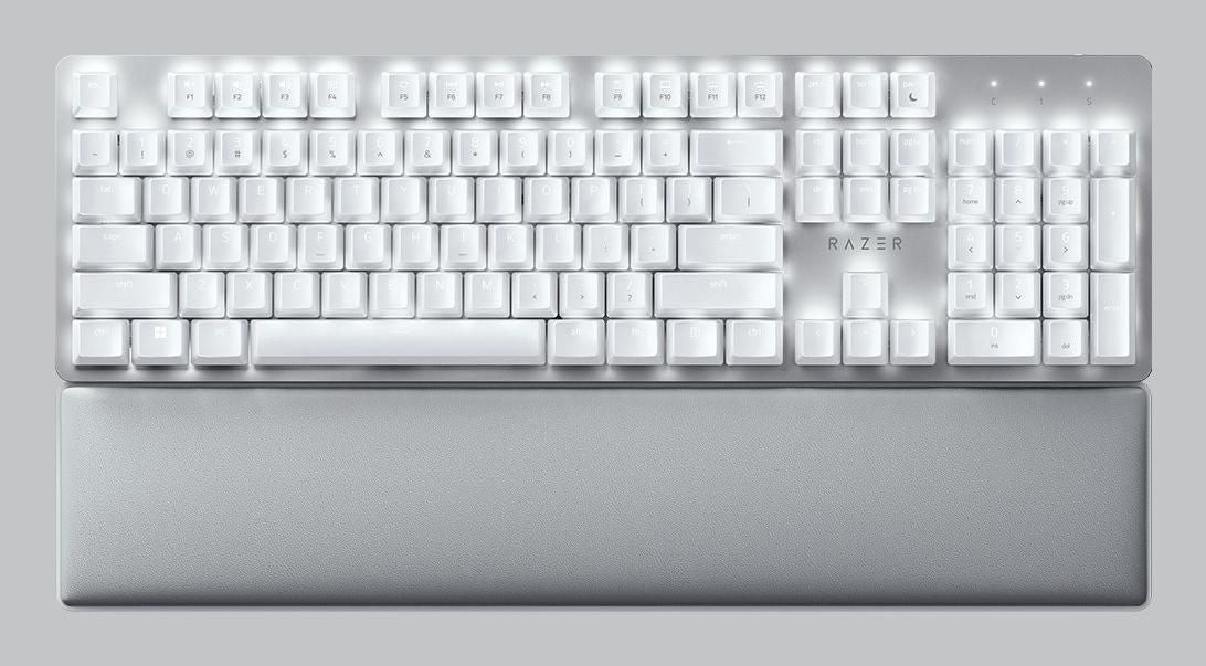 Razer Pro Type Ultra Keyboard Usb + Rf Wireless + Bluetooth Qwerty Us English Silver, White