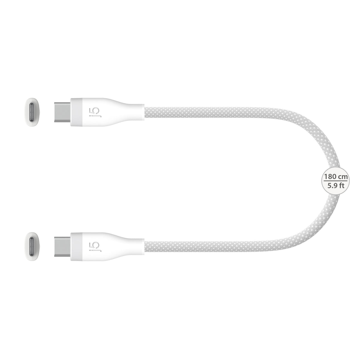 j5create JUCX18L18W USB-C® 60W Ultra Soft Double-Braided Fast Charging Cable