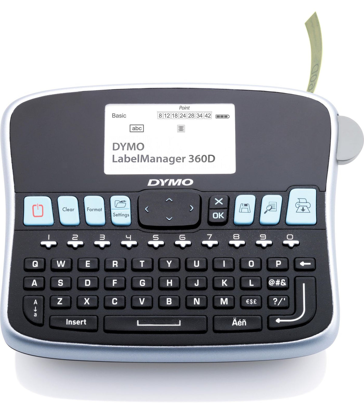 DYMO LABELMANAGER 360D QWERTY **EU PLUG *** LabelManager 360DT QWY, QWERTY, D1, 12 mm/sec, Lithium-Ion (Li-Ion), Black, Silver