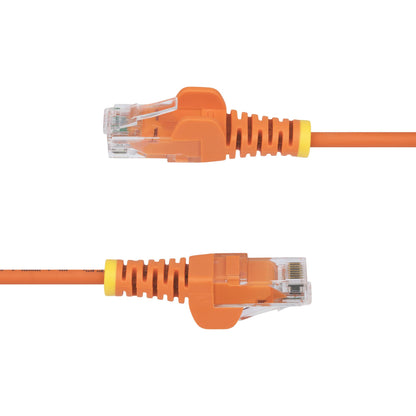 StarTech.com 1m Orange Slim CAT6 Ethernet Cable, Snagless, 100W PoE, UTP, LSZH, 28AWG Pure Bare Copper Wire, Slim RJ45 Network Patch Cord w/Strain Reliefs, Individually Tested