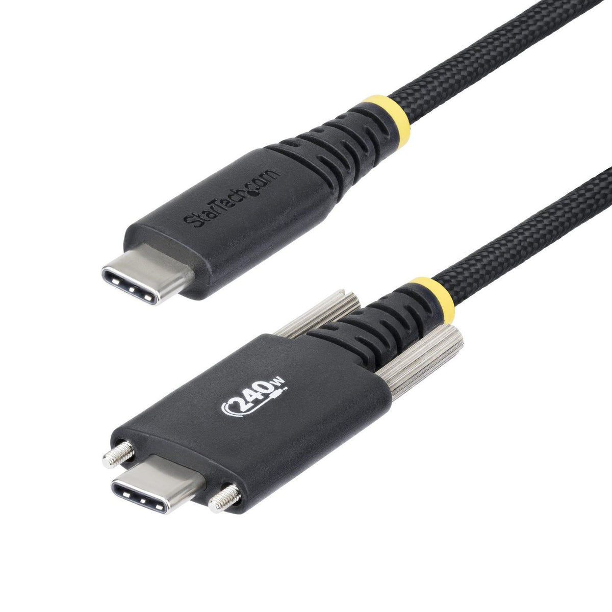 StarTech.com 10Ft (3M) Usb-C Charging Cable, Side Screw Locking, 240W (5A) Pd Epr, Dual-Layer Silicone/Braided Jacket, Usb 2.0 Laptop Charger