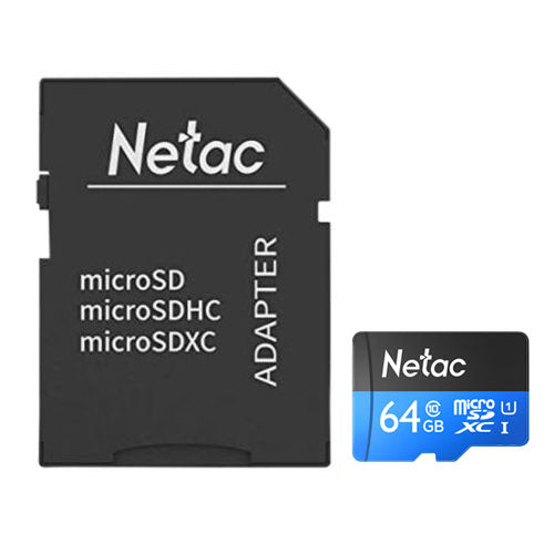 Netac P500 64GB MicroSDXC Card with SD Adapter, UHS-I Class 10, U1, 90MB/s