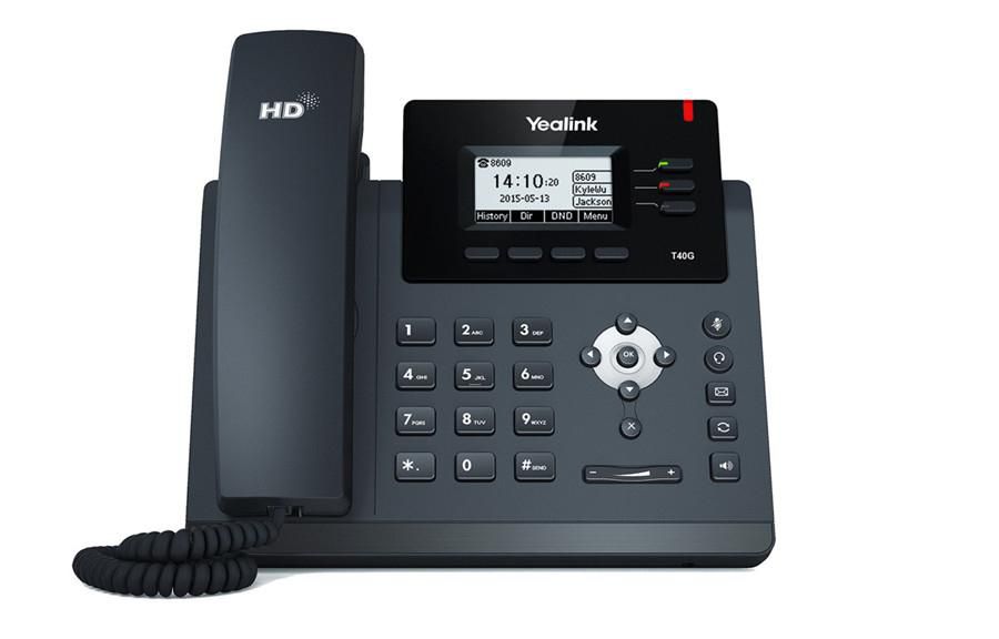 Yealink IP phone Black 3 lines LCD SIP-T40G 132x64 pixel graphical LCD Optima HD voice, 2 adjustable anglesWall mountable - without PSU