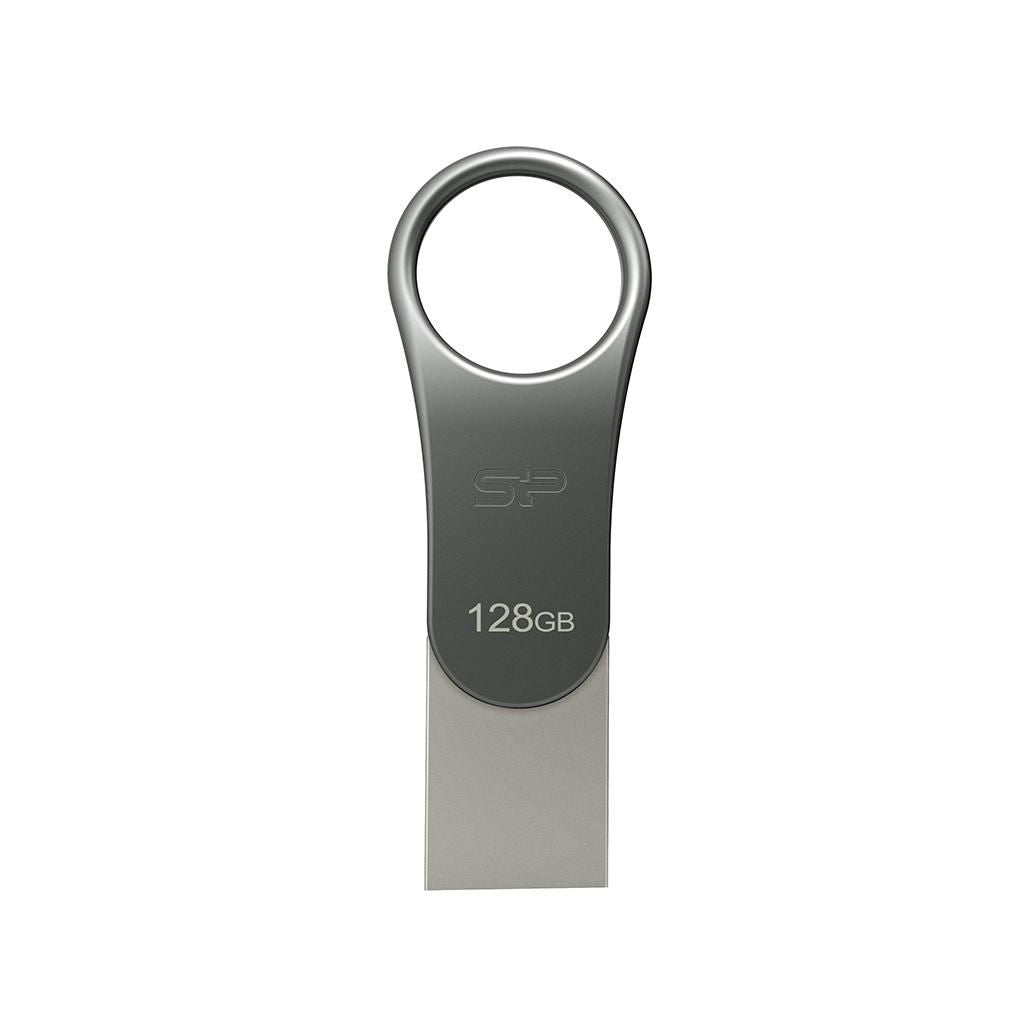 Silicon Power Mobile C80 Usb Flash Drive 128 Gb Usb Type-A / Usb Type-C 3.2 Gen 1 (3.1 Gen 1) Titanium