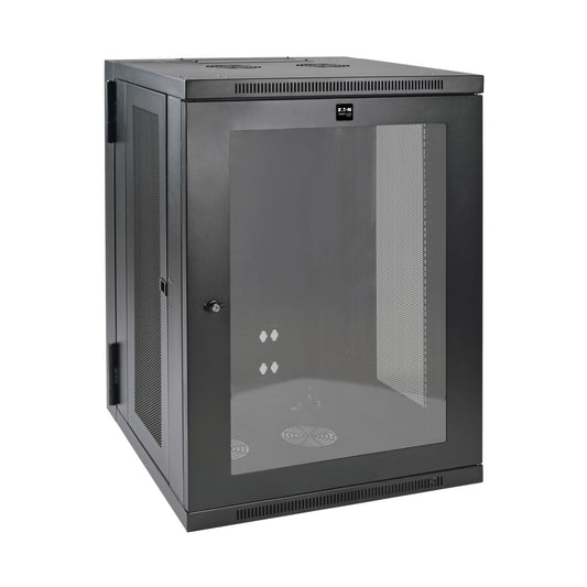 Tripp Lite SRW18USG SmartRack 18U Low-Profile Switch-Depth Wall-Mount Half-Height Rack Enclosure, Clear Acrylic Window, Hinged Back