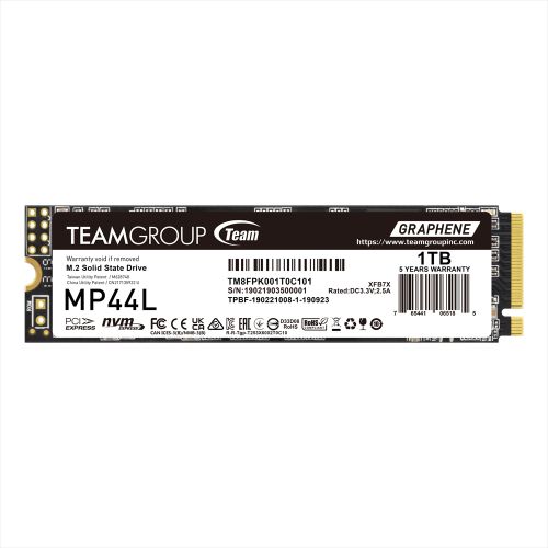 Team 1TB MP44L M.2 NVMe Gen4 SSD, M.2 2280, PCIe4, R/W 5000/4500 MB/s, Heat Dissipating Graphene Label