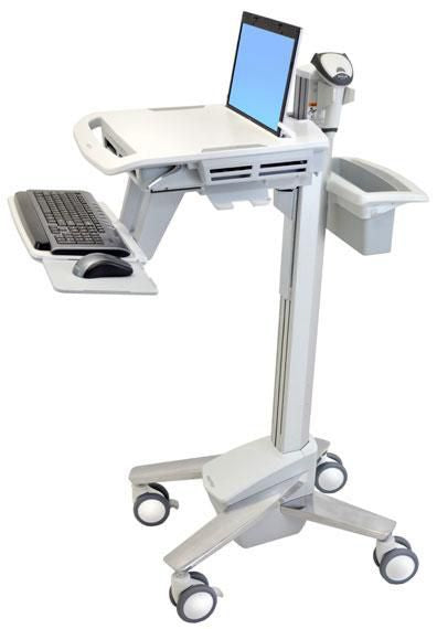 Ergotron SV41, NOTEBOOK StyleView EMR Laptop Cart, Multimedia cart, White, Aluminium, Plastic, Notebook, 8 kg, 43.9 cm (17.3")