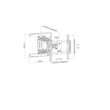 Manhattan Wall Mount for TV & Monitors (Full Motion), For screens 32" to 55", VESA compatibility: all between 100x100mm to 400x400mm - check the dimensions of the four mounting holes on back of screen to ensure it fits, Max 50kg, Black, Bracket, Lifetime