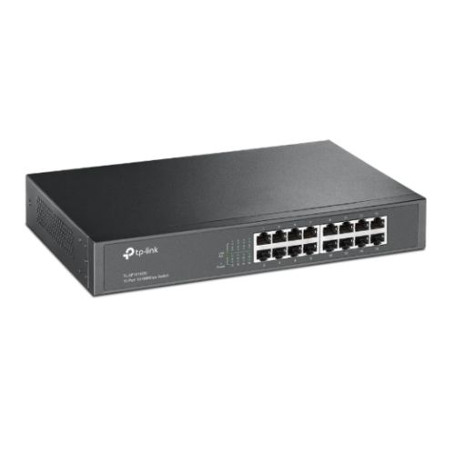 TP-LINK (TL-SF1016DS) 16-Port 10/100Mbps Unmanaged Desktop/Rackmount Switch, 13-inch Steel Case