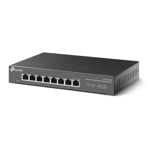 TP-LINK (TL-SG108-M2) 8-Port Unmanaged 2.5G Multi-Gigabit Desktop Switch, 8x 100/1G/2.5G, Fanless, Steel Case