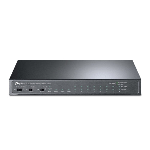 TP-LINK (TL-SL1311MP) 8-Port Unmanaged Desktop PoE+ Switch, 8-Port 10/100Mbps + 2-Port Gigabit RJ45 & 1 Gigabit SFP