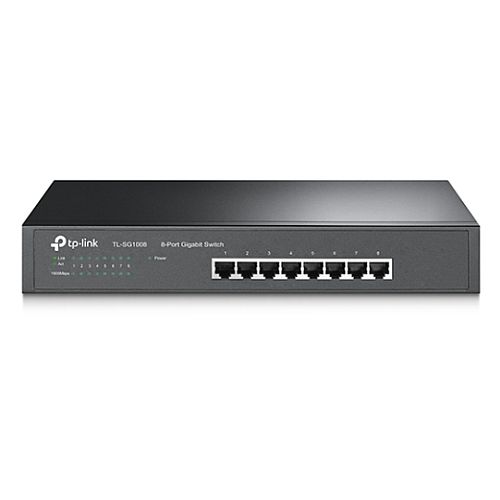 TP-LINK (TL-SG1008) 8-Port Gigabit Unmanaged Desktop/Rackmount Switch, Steel Case