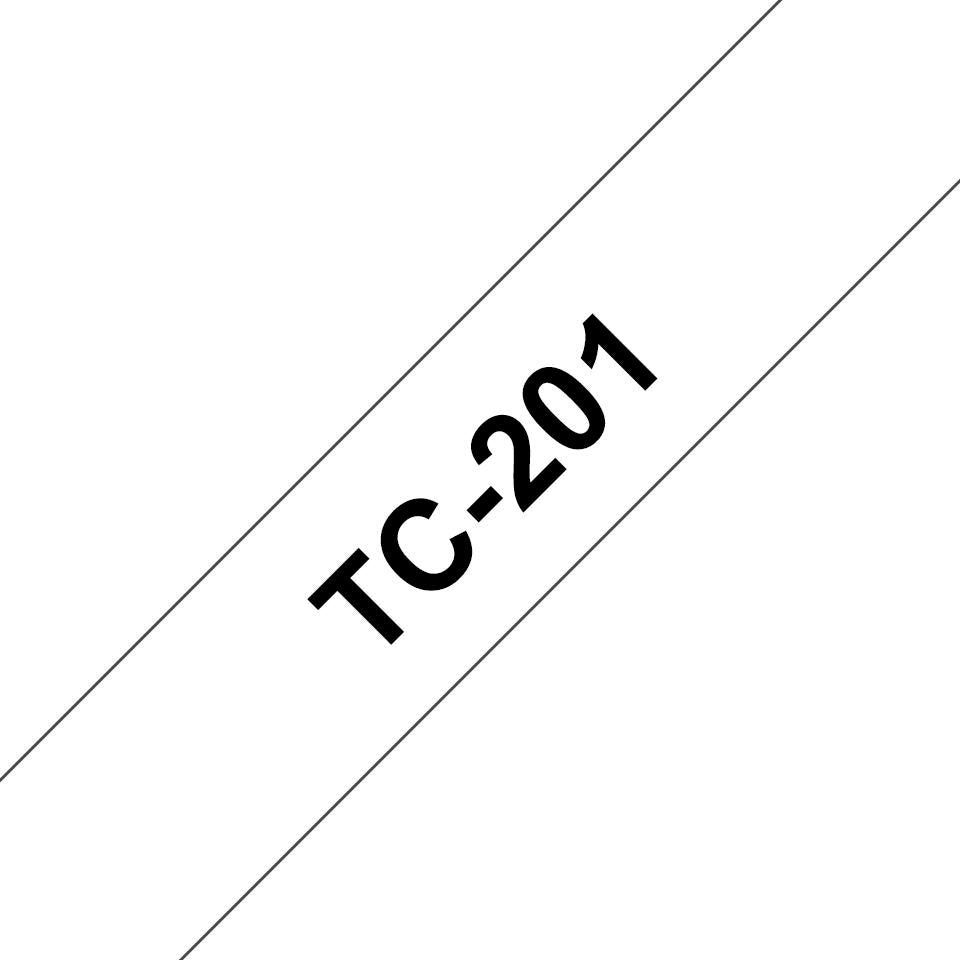 Brother Tape Black On White 12mm TC-201, Black on white, TC, Brother, PT2000, PT3000, PT500, PT5000, PT8E, 1.2 cm, 7.7 m