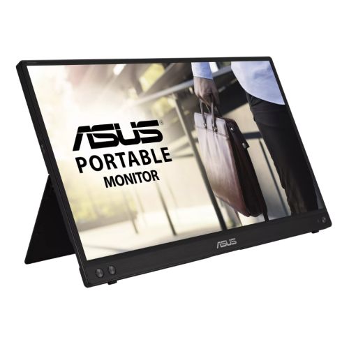 Asus 15.6" Portable IPS Monitor (ZenScreen MB16ACV), 1920 x 1080, USB-C (USB-A adapter), USB-powered, Auto-rotatable, Antibacterial, Smart Stand & Sleeve inc.