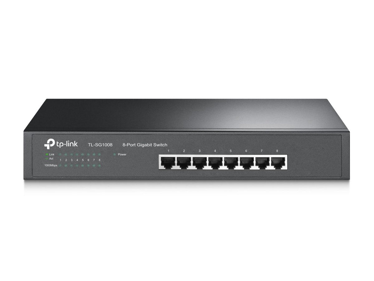 TP-Link 8-Port Gigabit Switch 19"-Rack TL-SG1008, Unmanaged, Gigabit Ethernet (10/100/1000), Full duplex, Rack mounting