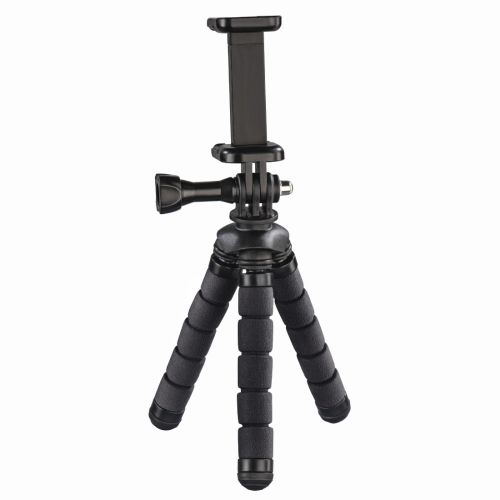 Hama (Flex) Phone/GoPro Mini-Tripod, 14cm Max Height, 360Â° Bendable Legs, Adjustable Centre Column