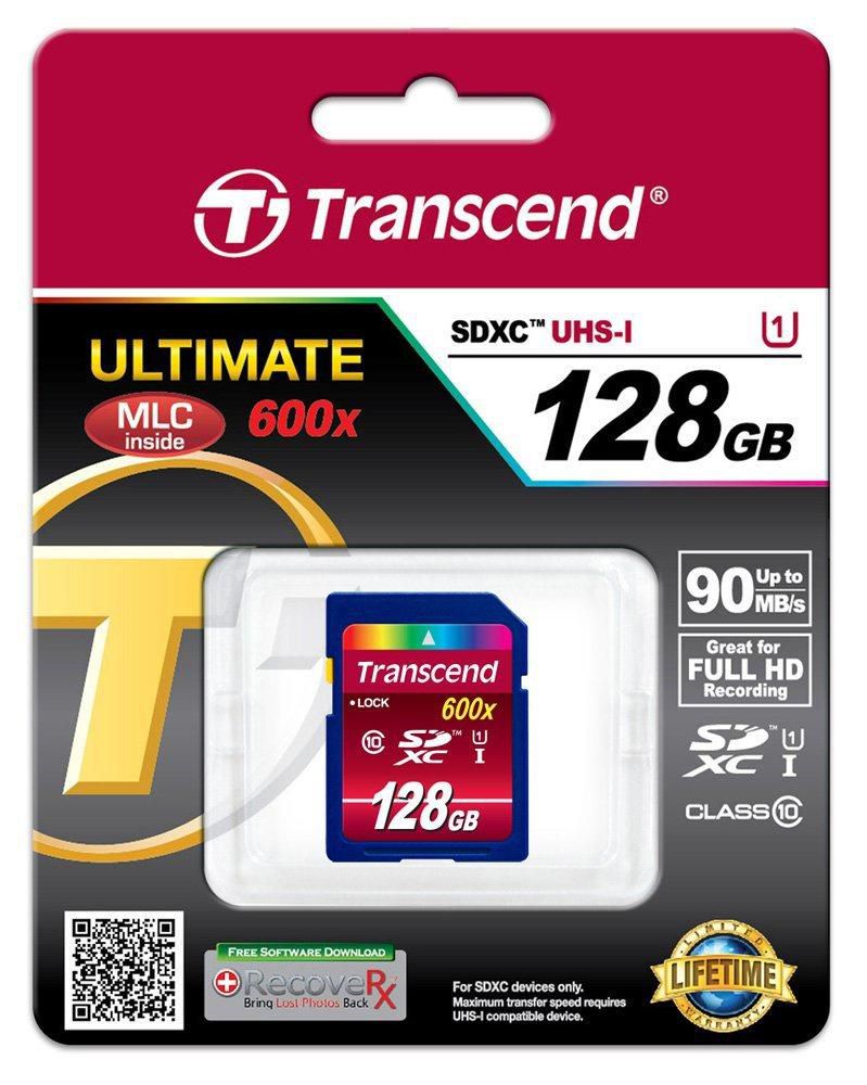 Transcend SDXC UHS-1 Class 10 600X 128GB TS128GSDXC10U1, 128 GB, SDXC, Class 10, UHS, Blue