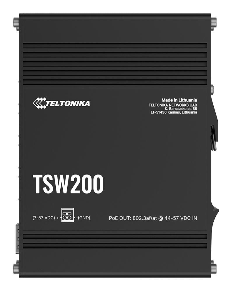 Teltonika Networks TSW200 PoE+ switch x8 ethernet ports, x2 SFP ports, without PSU including din rail
