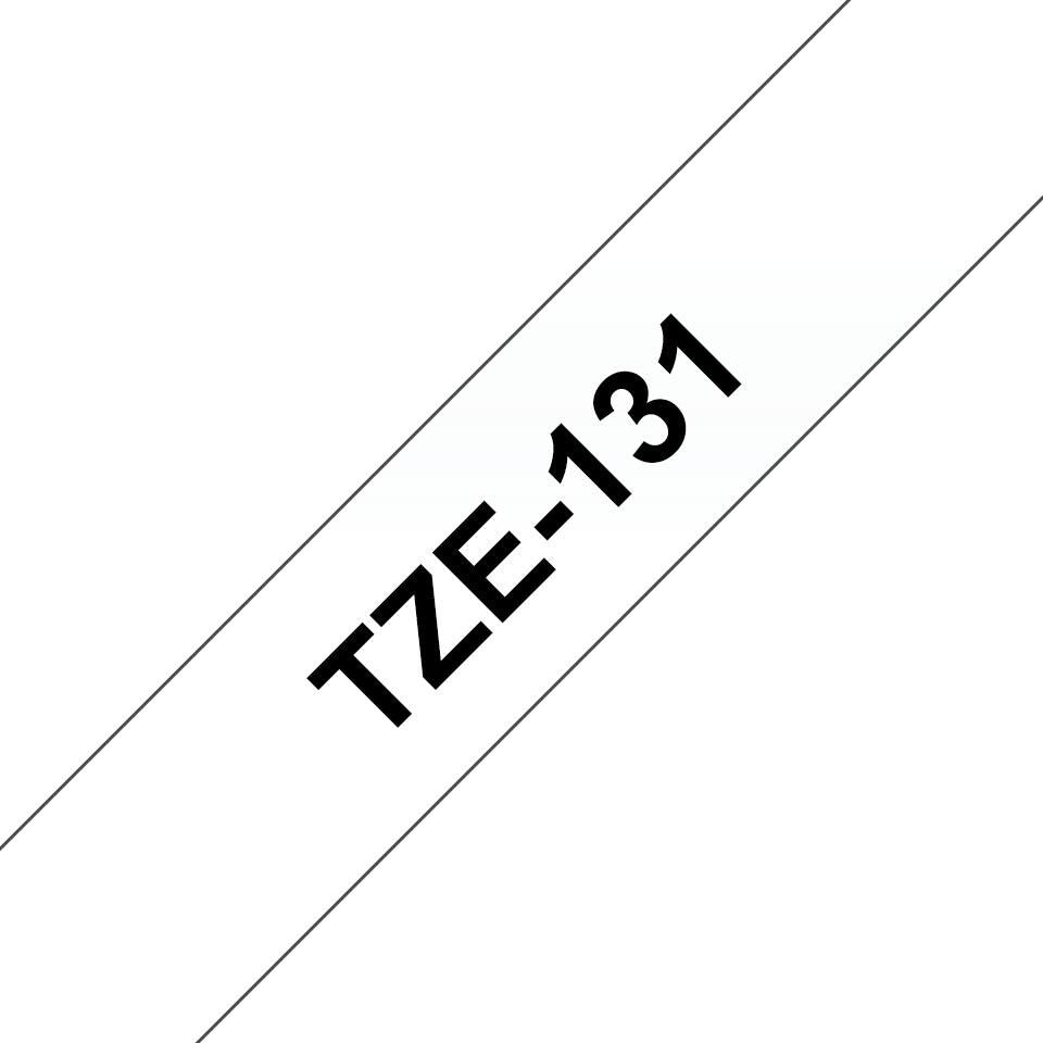 Brother TZE131 12MM BLACK ON CLEAR TAPE Labelling Tape 12mm, Black on transparent, TZe, Gray, Thermal Transfer, Brother, GL-100, PT-1000,