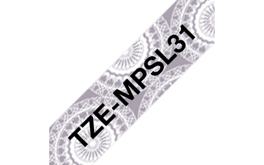 Brother TZ-EMPSL31 DirectLabel black on silver lace Laminat 12mm x 4m for Brother P-Touch TZ 3.5-18mm/6-12mm/6-18mm/6-24mm/6-36mm