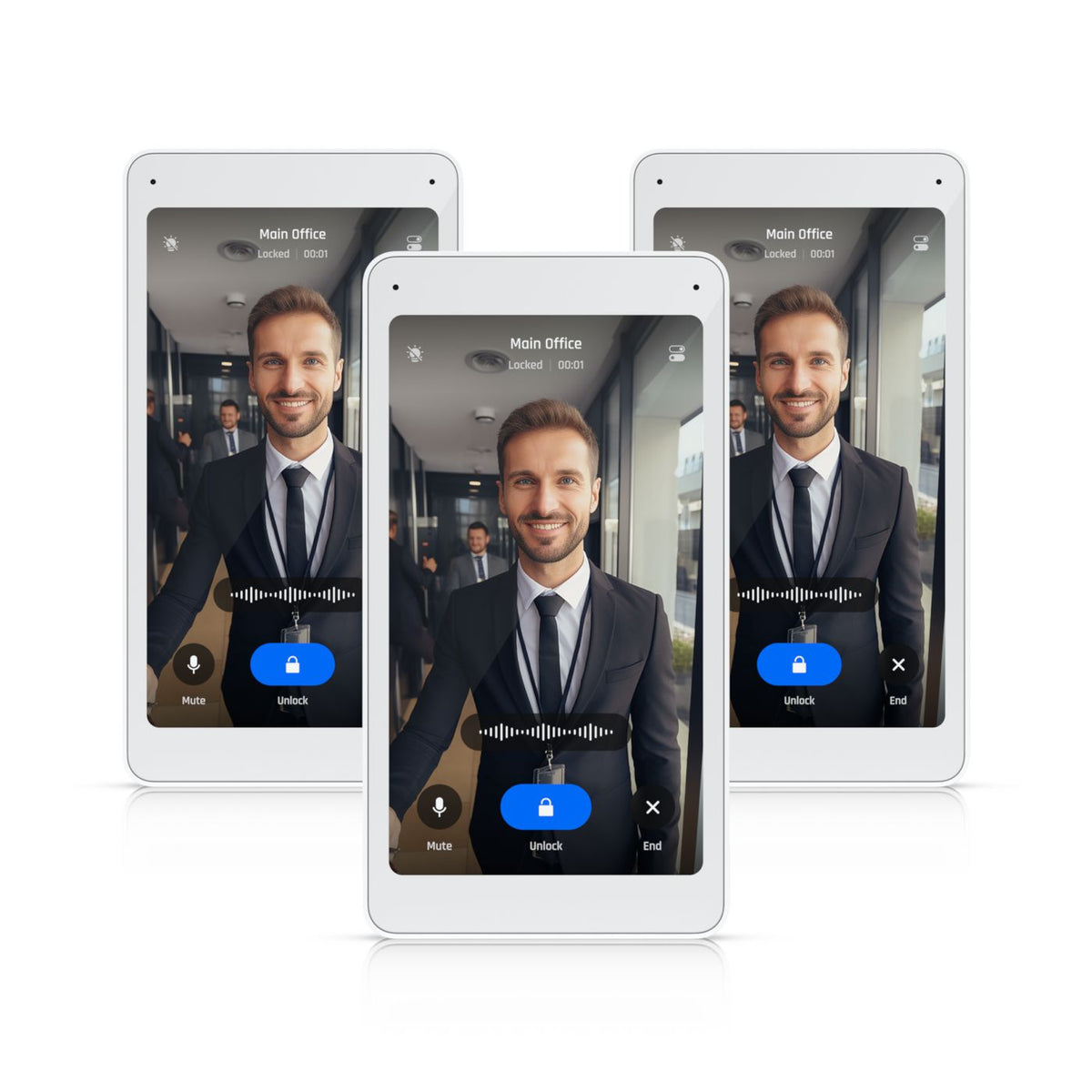 Ubiquiti Display that pairs with the Access Intercom for visitor screening and remote access control, to mount in multiple locations throughout