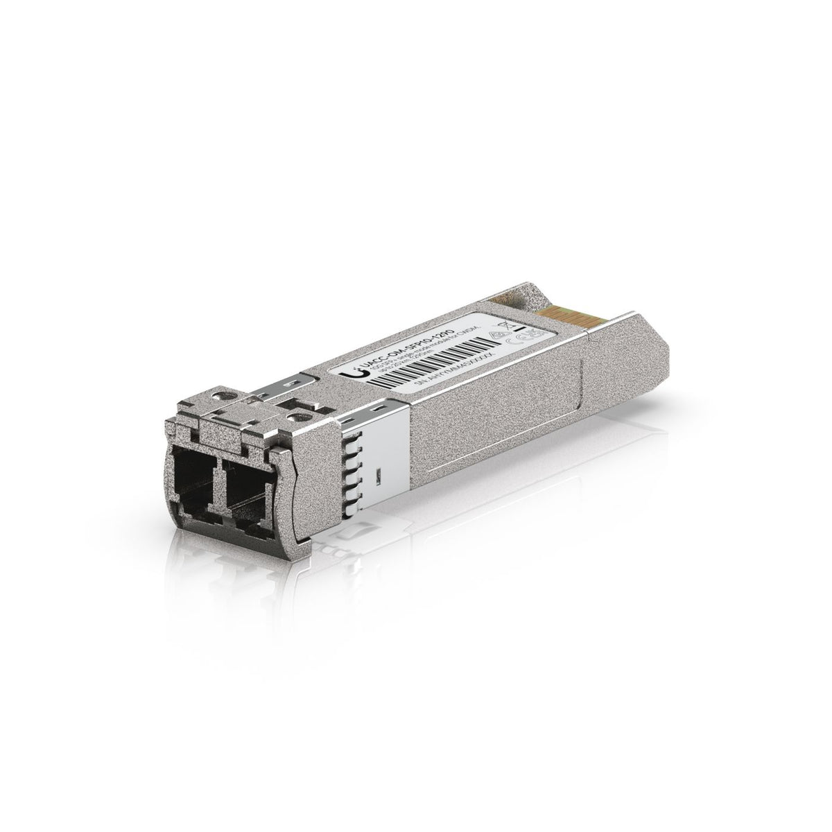 Ubiquiti SFP+ transceiver for CWDM that supports 10G connections up to 20 km using single-mode fiber with a duplex LC UPC connector.