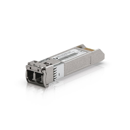 Ubiquiti SFP+ transceiver for CWDM that supports 10G connections up to 20 km using single-mode fiber with a duplex LC UPC connector.
