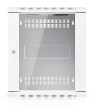 Ubiquiti Fully assembled wall-mount rack with built-in fans and removable panels, engineered for easy equipment access and space-efficient