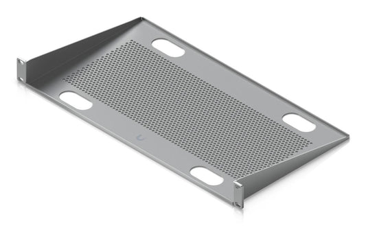 Ubiquiti 1U fixed cantilever shelf for mounting non-rackmount devices in standard 19" racks.