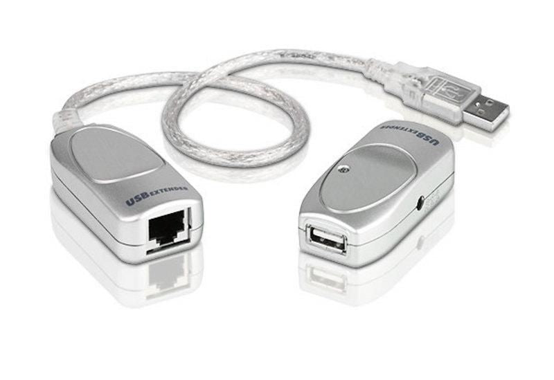 Aten USB Extender, <lt/>lt/<gt/>60m USB 1.1 Over Cat5e/6 Extender (60m), Transmitter & receiver, Wired, 60 m, Grey, Plastic, USB