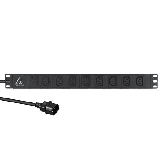 Lanview LVR-2MC14-SPD-C13X8 power distribution unit (PDU) 8 AC outlet(s) 1U Black