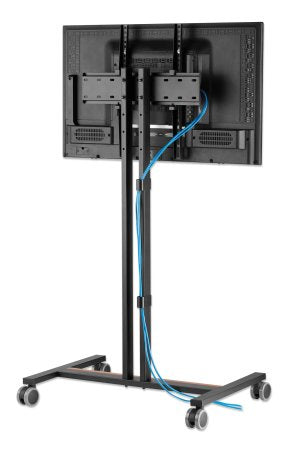 Manhattan Trolley Mount Stand for TV & Monitors, For screens: 34" to 55", VESA compatibility: all between 200x200 to 400x400mm - check the dimensions of the four mounting holes on back of screen to ensure it fits, Max 35kg, Height-adjustable to four level