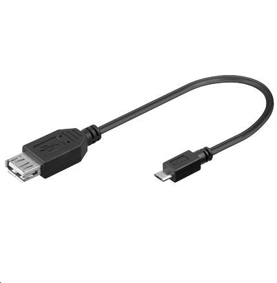 MicroConnect USB A - B Micro F-M 0,20m USBABMICRO2, 0.2 m, USB A, Micro-USB B, USB 2.0, Male/Female, Black