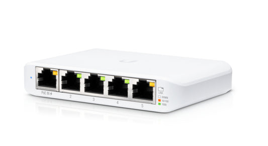 Ubiquiti USW-FLEX-MINI UniFi USW Flex Mini 5 Port Smart Managed POE/USB C Powered Gigabit Network Switch (UK Plug)