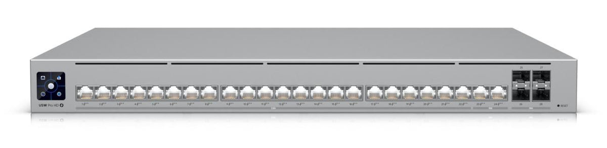 Ubiquiti Professional-grade, Layer 3 Etherlighting switch with (2) 10 GbE PoE, (22) 2.5 GbE PoE, and (4) 10G SFP ports - UK Plug