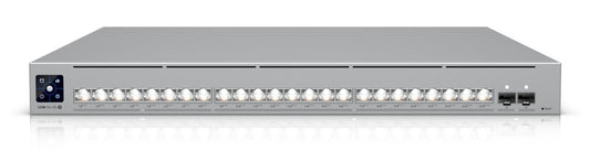 Ubiquiti Professional-grade, 24-port Layer 3 Etherlighting PoE switch with (16) 10 GbE, (8) 2.5 GbE, and (2) 25G SFP28 ports - UK Plug