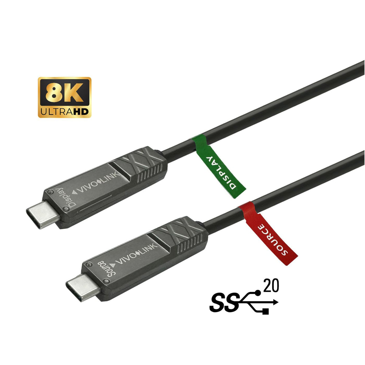 Vivolink PROUSBCMM10OP USB cable USB 3.2 Gen 2x2 10 m USB C 80 W Black