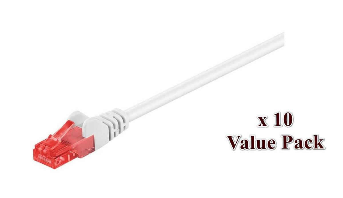 MicroConnect U/UTP CAT6 7M White 10 PACK 1 pcs. = 10 pcs. in one bag Box 6 (x10) pcs, AWG 26, PVC