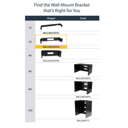 StarTech.com 2U Hinged Wall Mount Patch Panel Bracket - 6 inch Deep - 19" Patch Panel Swing Rack for Shallow Network Equipment- 22lbs
