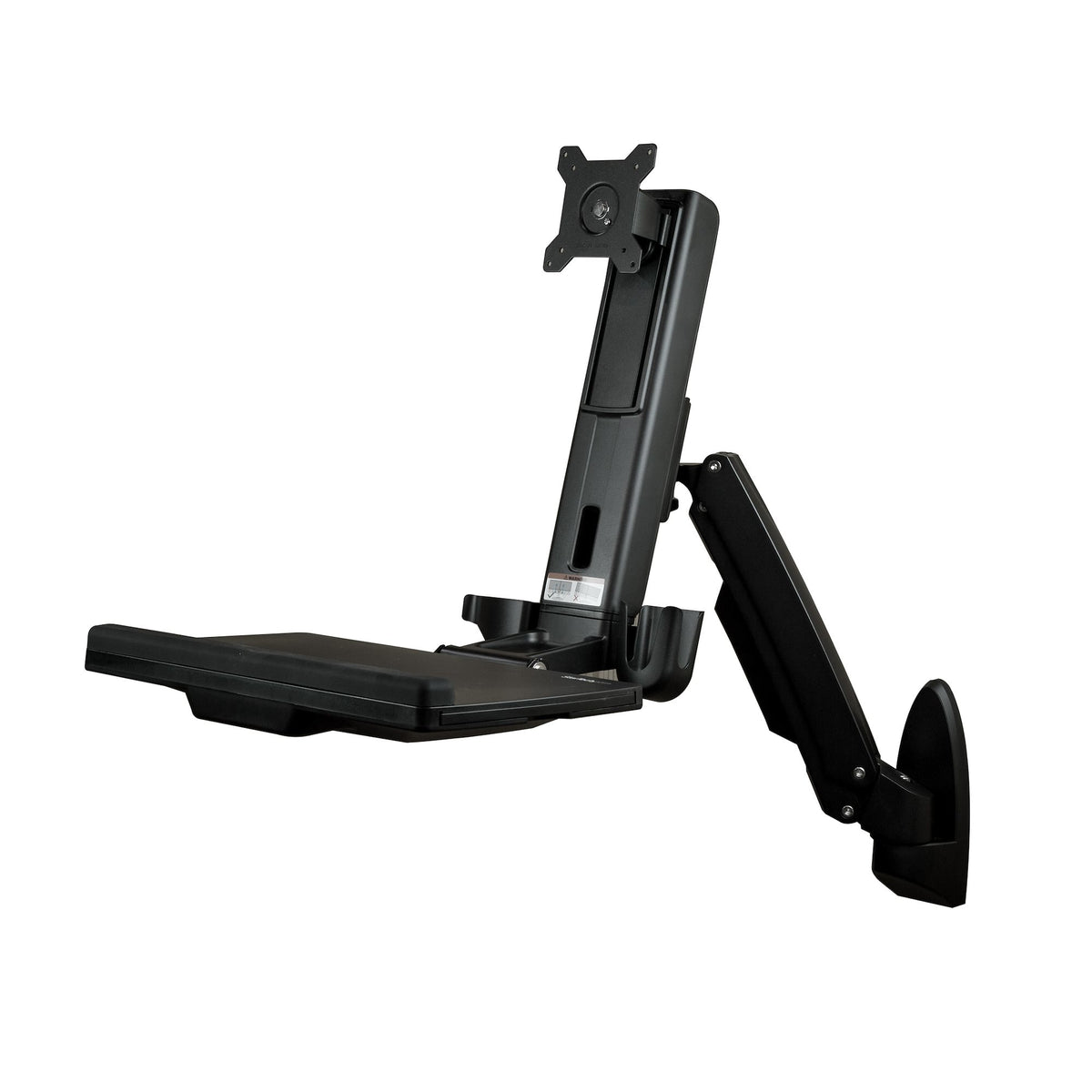 StarTech.com Wall Mount Workstation - Articulating Full Motion Standing Desk with Ergonomic Height Adjustable Monitor & Keyboard Tray Arm - Mouse & Scanner Holders - Single VESA Display - TAA