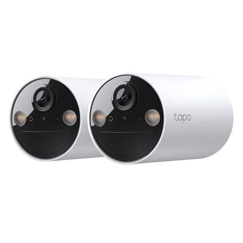 TP-LINK (TAPO C410) Smart Wire-Free 2K Indoor/Outdoor Security Cameras (2-Pack), 6400mAh Battery, Colour Night Vision, AI Detection, Alarms, 2-Way Audio, No Hub Required