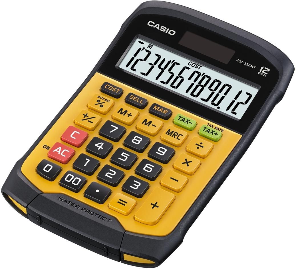 Casio WM-320MT WM-320MT, Pocket, Display, 12 digits, 1 lines, Battery/Solar, Black,Yellow