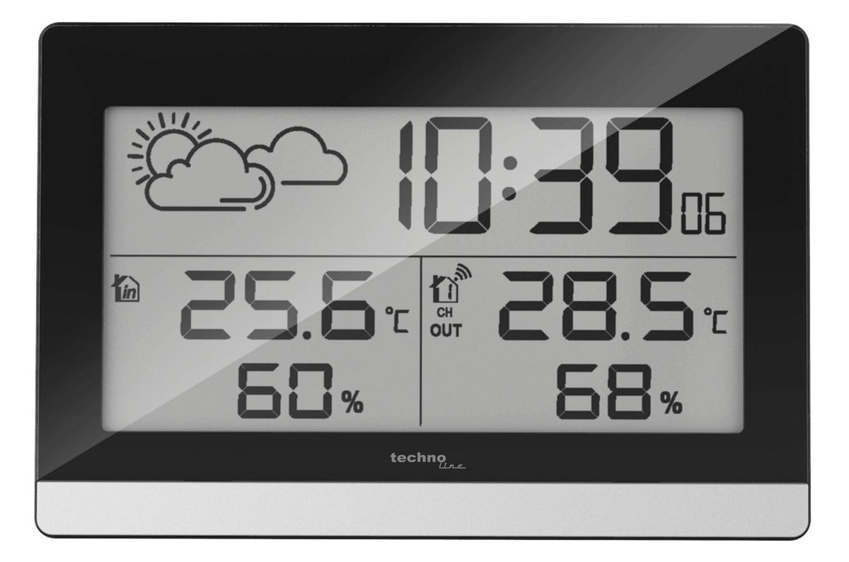 Technoline WS 9255 WS 9255, Black,Silver, Indoor hygrometer,Indoor thermometer,Outdoor hygrometer,Outdoor thermometer,