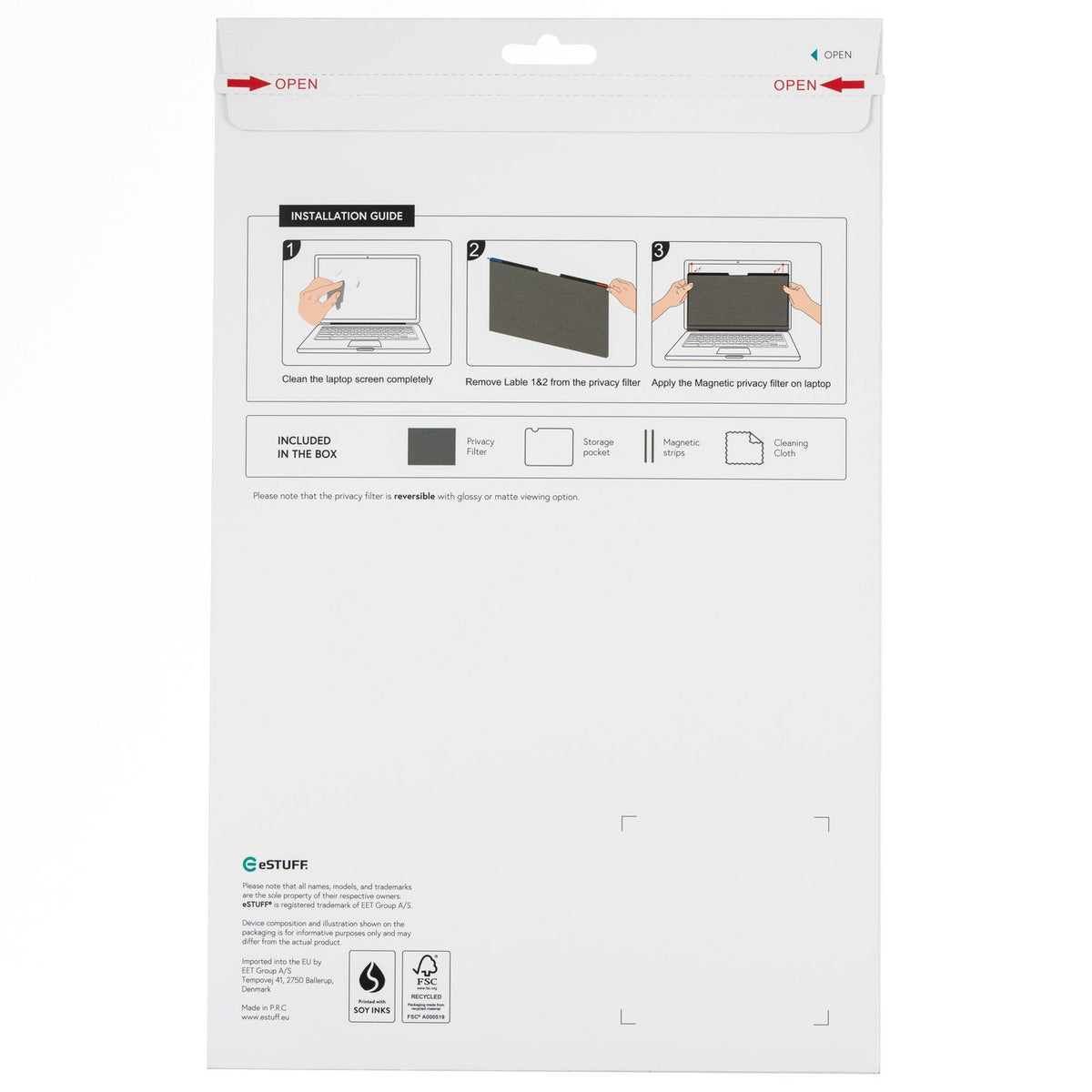 eSTUFF GLBM14309198 display privacy filter 35.6 cm (14") Laptop Frameless display privacy filter
